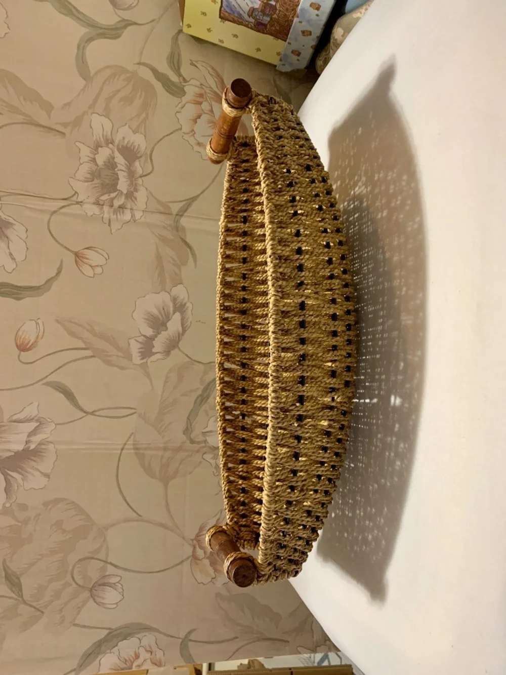 Oval Woven Wire Framed Basket with Wood Handles - 16.25